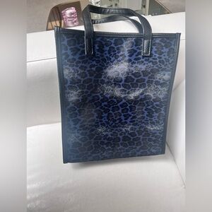 Neiman Marcus Animal blue and black print tote bag